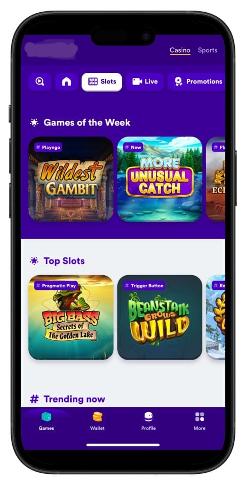 Screenshot showing Ek333 App interface with intuitive menus and game choices